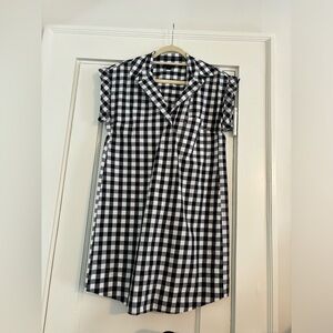 J. CREW Gingham Cotton Poplin Cuffed Short Sleeve Shift Shirt Dress
